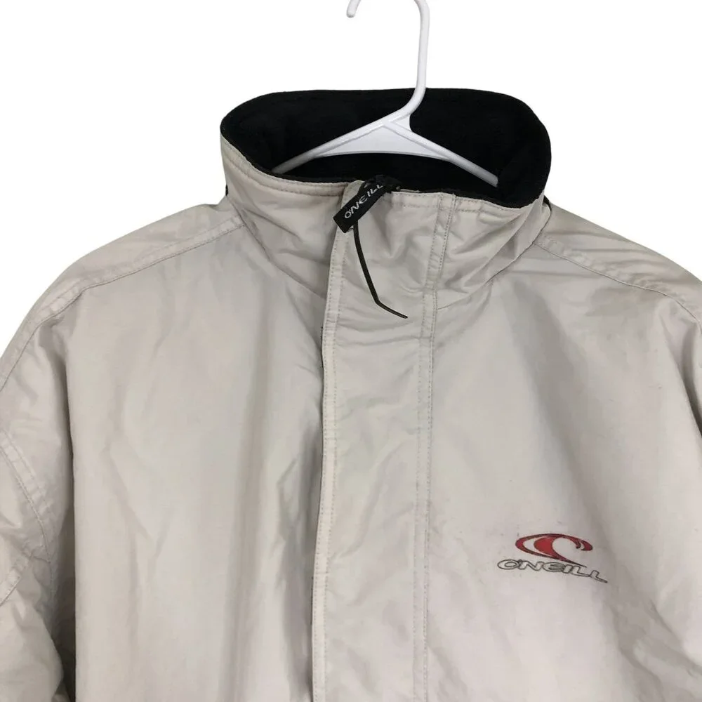 Vintage ONeill Jacket Insulated Windbreaker Black Collar Light Gray Men Size XL